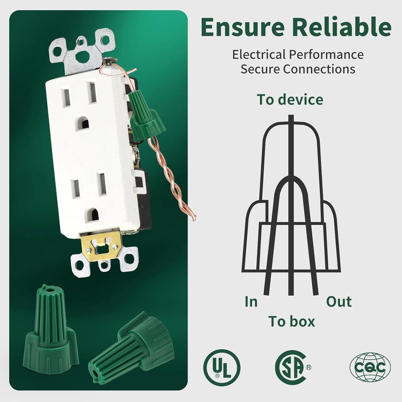 NEXUS 30PCS Green Wire Connectors Nuts with Hole, Winged Ground Wire Connectors-P99 Electrical Grounding Easy Twist-On 14-10 AWG Cables, Ensuring Secure and Reliable Wiring Connections. - Image 5